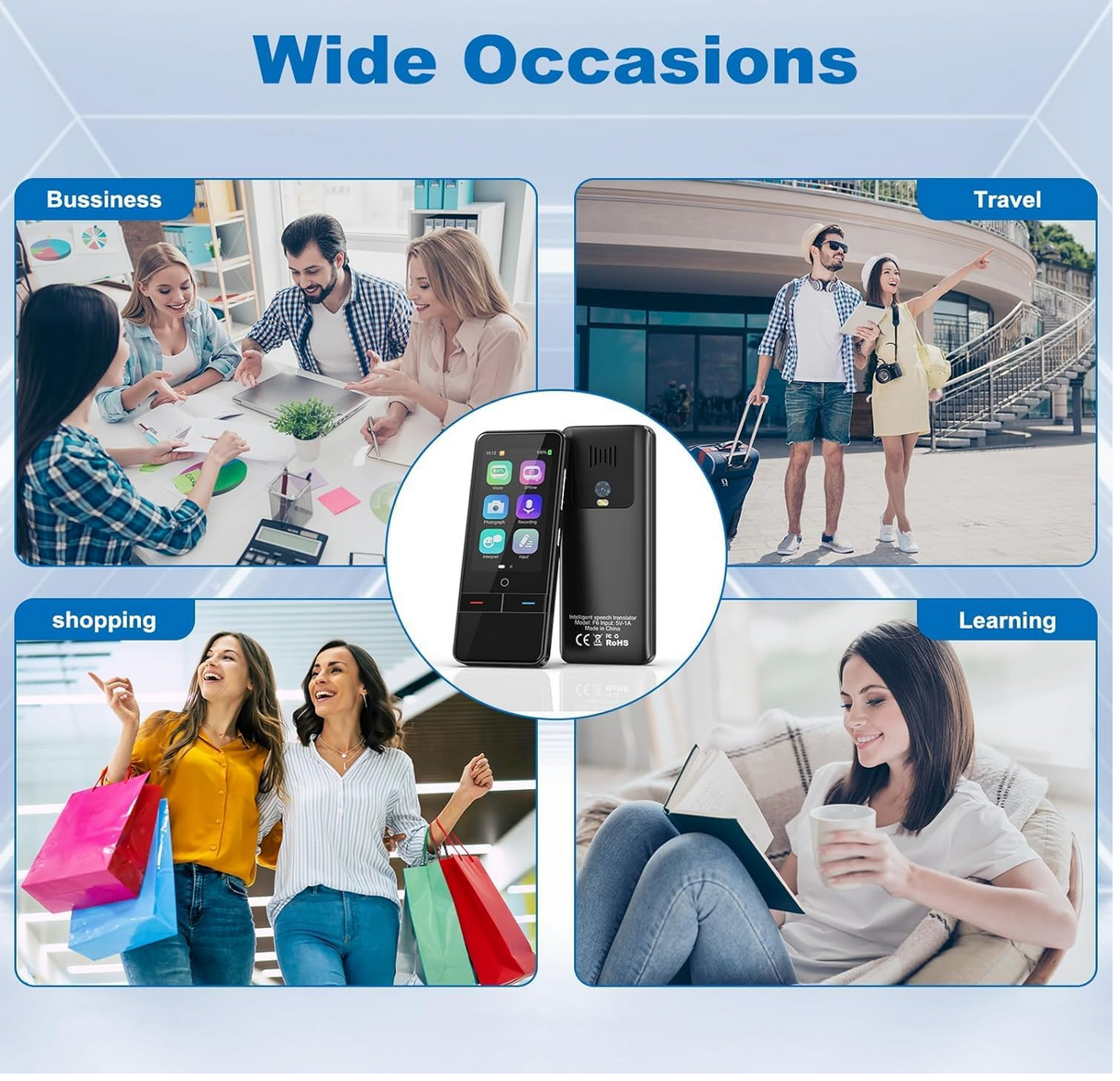 Slim Language Translator Device – No WiFi Needed, 139 Languages, Offline & Online Voice/Photo, 2-Way Instant Translation for Travel, Business