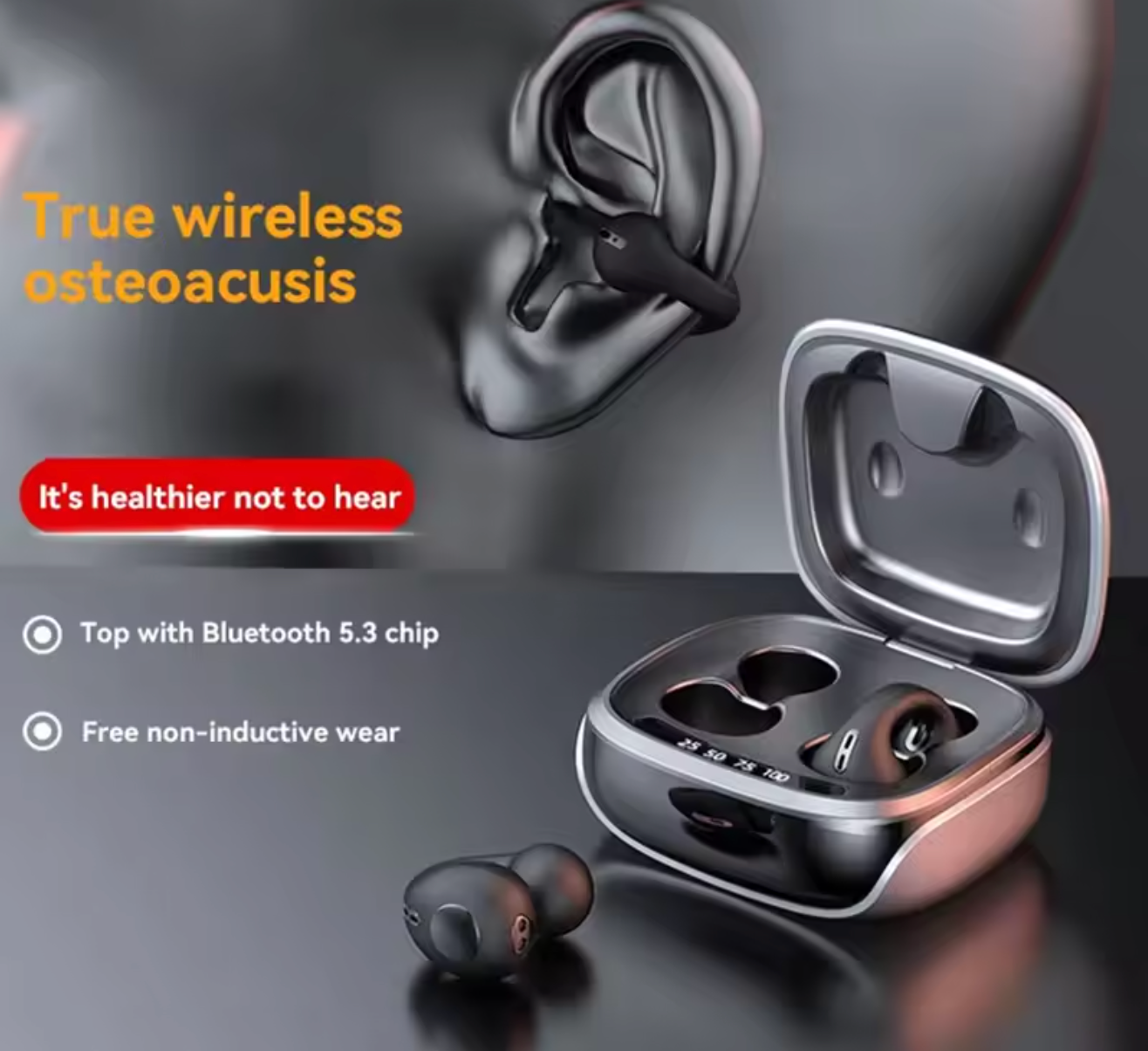 Sony HIFI-3.0 Ear Clip Bluetooth 5.3 Wireless Earbud with Noise Reduction |S17 Open-Ear Stereo Headset for Sports, Calls & Music