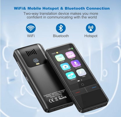 Slim Language Translator Device – No WiFi Needed, 139 Languages, Offline & Online Voice/Photo, 2-Way Instant Translation for Travel, Business